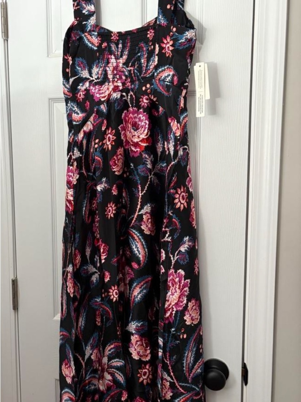 NWT Maeve Floral Satin Midi Dress with Pink Bouquet Print Anthropologie - Picture 6 of 9